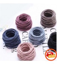 Set 100 Chiếc Chun Buộc Tóc Trơn Đa Màu Sắc